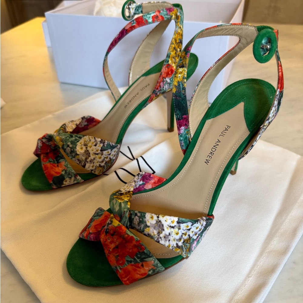 Paul Andrew Women's Floral Green Sandals - Picture 3 of 15